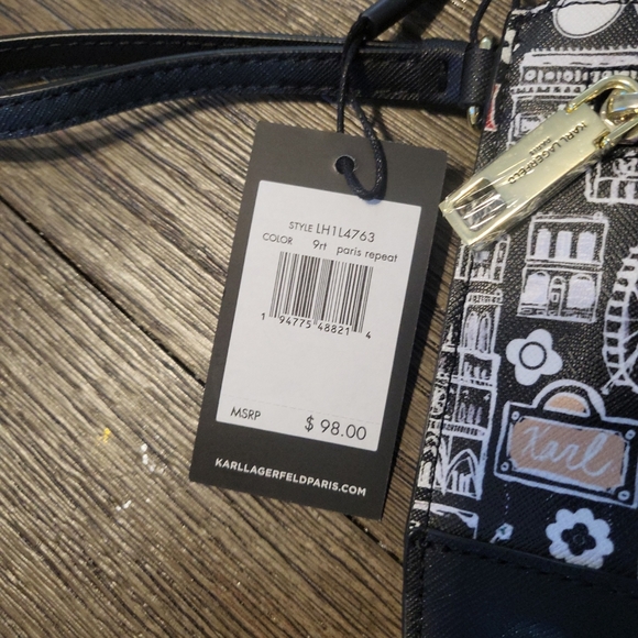 KARL LAGERFELD WRISTLET DOUBLE ZIP Multi Paris Icons NWT - Picture 13 of 16